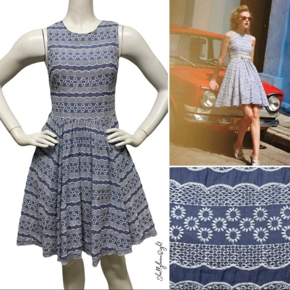 ANTHROPOLOGIE Plenty Tracy Reese Mompos Embroidered Dress 2 4 ASO Glee T Swift